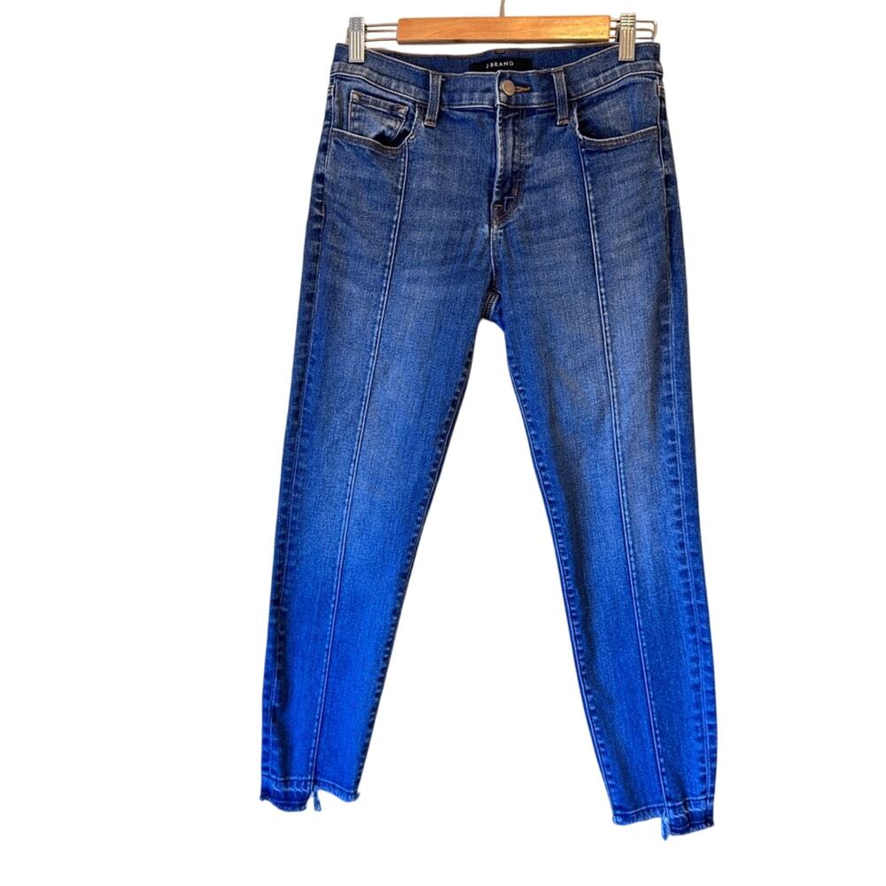 J Brand Blue Raw Hem Skinny Jeans Womens 28 Y2K mid Rise Exposed Seam Denim Fall